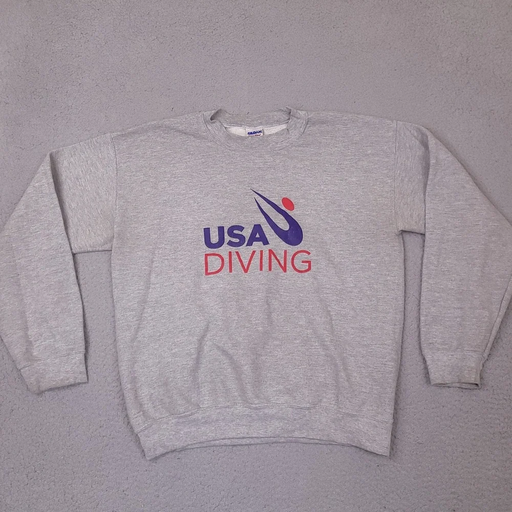 USA Diving Sweatshirt Adult Medium Gray Crew Neck Pullover Olympic Gildan - Picture 1 of 12